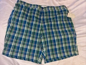 CJ Banks stretch Blue/green plaid shorts 20 W - Picture 1 of 4