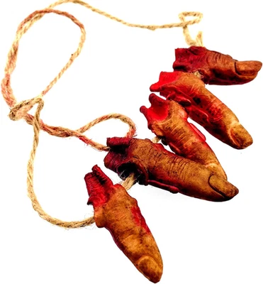 Bloody Severed Fingers Scary Fake Fingers Halloween Broken Body Parts Party Hang - Image 1 of 4