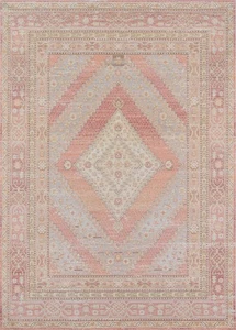 Alfombra de tejido plano geométrico tradicional Isabella, 2 pies 0 pulgadas x 3 pies 0 pulgadas, rosa - Imagen 1 de 6