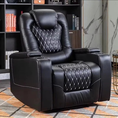 Silla reclinable eléctrica negra de lujo para sofá de cine en casa Foto 1 de 4