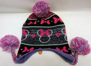 Disney MINNIE Mouse.Beanie.Knit Hat Cap.Laplander.Ponytails.Pom Poms Winter. - Picture 1 of 4