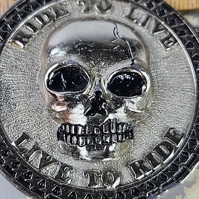 Mobtown Chicago "Ride to Live, Live to Ride" Skull Belt Buckle Stars NOS - Image 1 of 4