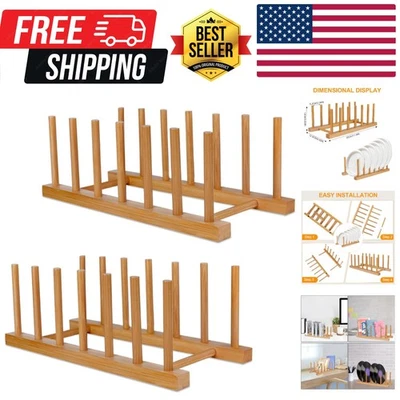 Элегантный бамбуковый органайзер для тарелок: упаковка из 2 универсальных кухонных решений для хранения - Изображение 1 из 4