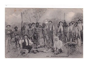 ABORIGINALS & White Settlers ANTIQUE postcard  PU1918  AUSTRALIA - Foto 1 di 2
