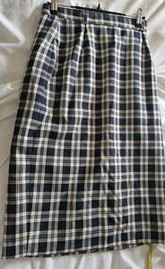 Mackays Talla 10 Damas Azul Marino Cuadros Falda Lápiz Aprox 27 Pulgadas Largo Cinturón Lazos - Imagen 1 de 5