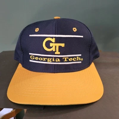 Vintage Georgia Tech Yellow Jackets Hat Cap The Game Split Bar Snapback 90s NWOT - Image 1 of 4