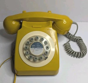 Wild & Wolf 746 Push Button Yellow Mustard Telephone Vintage Retro Style Phone - Picture 1 of 7