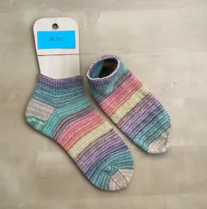 Mit BAUMWOLLE u. BAMBUS: Handgestrickte Sneaker-Socken Gr. 39 / 40 * Unikate - Bild 1 von 4