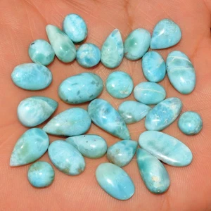 27 Pcs 115Cts Natural Blue Larimar Cabochon Loose Gemstone Lot 17x7 5x5mm #15603 - Picture 1 of 6