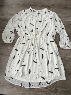 Camisa de vestir DR2 de gasa con estampado de hojas marfil cintura con cordón para mujer XLarge Foto 1 de 4