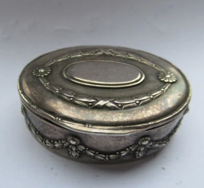 ANCIEN BOITE PILULIER TABATIERE ARGENT 800/1000 45 mm 16,7 g environ - Photo 1/4