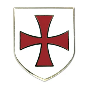 Spilla risvolto massonico Knights Templar Crusader Croce Rossa Scudo Bianco - Foto 1 di 1
