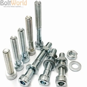 M3 M4 M5 M6 ZINC SOCKET CAPS SCREWS ALLEN KEY BOLT BZP & FULL NUTS & WASHERS - Picture 1 of 2