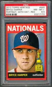 2013 Topps Heritage Portrait w/ Hat Red Border Bryce Harper #440 PSA 8.5 NM-MT+