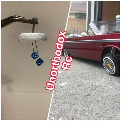 Redcat Sixty four Impala Jevries Rc Lowrider rearview mirror W/Hanging Blue Dice - Image 1 of 3