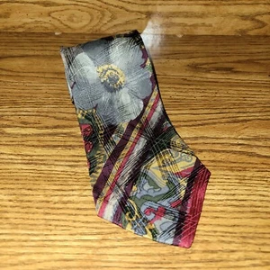 Fratelli Men’s Tie 100% Silk Made in Italy Floral Stripe Print - Picture 1 of 5