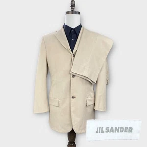 Jil Sander Tailor Made Suit 38S 29x28 Beige Stretch Twill Blazer Pants Italy - Picture 1 of 20