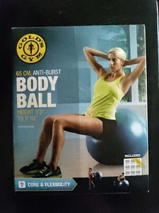 GOLD'S GYM FITNESS BODY BALL 65 cm w/Air Pump & Exercise Chart Up To 250 lbs New - Picture 1 of 8