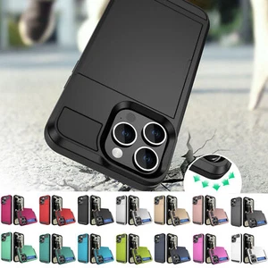 Wallet Case Credit Card ID Holder Slim Case For iPhone 15 14 13 11 XR XS MAX - Picture 1 of 25