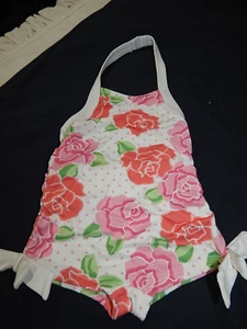 Janie and Jack girls 1 pc Retro Floral Bating Suit Size 6-12 months Bow accents - Picture 1 of 7