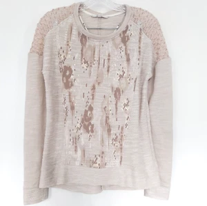 Maglione Miss Me XS maglia oversize girocollo panna beige lamina oro metallizzato - Foto 1 di 8