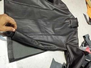 Men's & Boys Black Turtle Neck Customized Leather T-Shirt. Real Lambskin Leather - Picture 1 of 3