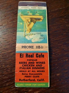 Vintage Matchcover: El Real Cafe, Rutherford, CA - Picture 1 of 3