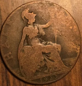 1923 UK GB GREAT BRITAIN HALF PENNY COIN - Picture 1 of 2