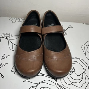 Abeo Comfort Mary Janes 7.5 Cognac Brown Leather Adjustable Strap - Picture 1 of 8