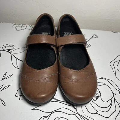 Abeo Comfort Mary Janes 7.5 Cognac Brown Leather Adjustable Strap - Image 1 of 4