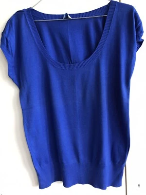 oasis ladies blue sleeveless fine knit jumper Size 10 - Image 1 of 2