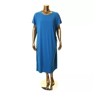 TOMMY HILFIGER NEW Women's Short Sleeve Plus Size Ruched Midi A-Line Dress TEDO - Picture 1 of 2