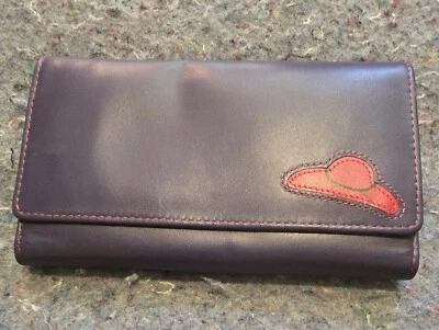 ¿Rolfs de colección? Cartera clutch cuero púrpura rojo sombrero triple pliegue Foto 1 de 4