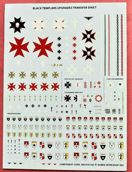 HOJA DE TRANSFERENCIA 40K Templarios Negros de Mejoras Primaris Marines Espaciales Foto 1 de 1
