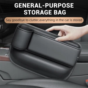 2PCS PU Leather Car Console Seat Gap Storage Bag Crevice Filler Box W/Cup Holder - Picture 1 of 9