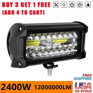 7"inch LED 2400W Work Light Bar Flood Spot Combo Fog Lamp Offroad Driving Truck - Picture 1 of 10