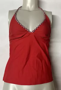 Damen V-Ausschnitt Tankini Badeanzug Oberteil Gr. Medium M rot Ausschnitt zum Binden - Bild 1 von 18