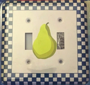 Cubierta de interruptor de doble luz de cocina GE placa de pared a cuadros azul pera pintado de acero - Imagen 1 de 3