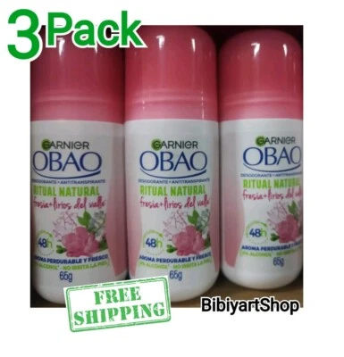 3pack GARNIER OBAO Roll On RITUAL FRESIA LIRIO ANTIPERSPIRANT DEODORANT  - Image 1 of 2