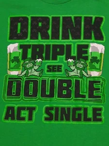 Herren St. Patrick's Day T-Shirt "Drink Triple See Double Act Single" Gr. Medium - Bild 1 von 4