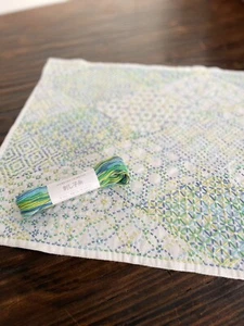 sashiko kit cloth & yarn YOSEMOYO HISHIGATA ---- 6 patterns can be stitched - Picture 1 of 6