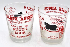 Black Angus Restaurant Texas Bull Shot Mr. Angus großes Schnapsglas niedrige Kugel Bar 2 - Bild 1 von 5