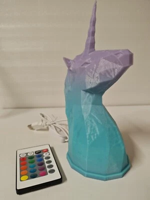 Lampada usb notturna unicorno stampata in 3d led multicolore con telecomando - Immagine 1 di 2
