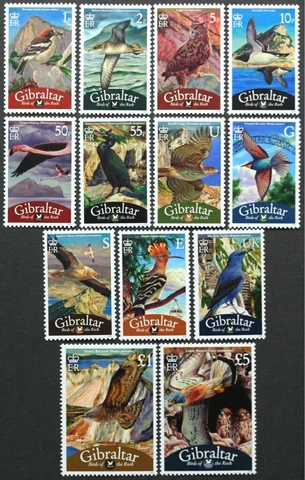 GIBRALTAR 2008 Fantastic set of 13 Birds Mint NH (LotC901) See scans Cover