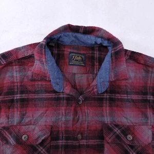 Jachs Tartan Flannel Long Sleeve Button Up Shirt Mens Size XL Red Black - Picture 1 of 10