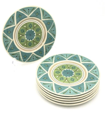 Platos de ensalada de melamina medallón floral verde azulado TarHong 8 1/2" - Juego de 6 casi nuevos Foto 1 de 4