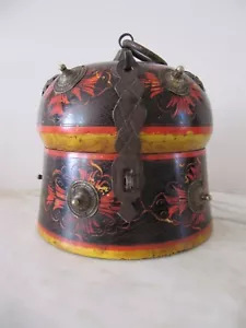 ANTIGUO FRASCO DE ESPECIAS DE MADERA LACADO IMPRESIONANTE PINTADO A MANO DE PAKISTÁN - Imagen 1 de 9