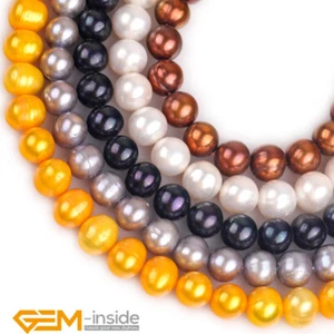10mm Natural Freshwater Pearl Gemstone Round Loose Beads Jewellery Making 15" AU - Bild 1 von 27