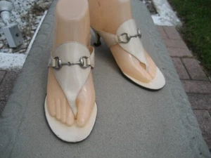 Vintage Women's GUCCI Open Toe Tong Horse-bit Sandal Shoes sz US 5.5 B, EUR 36 - Picture 1 of 20