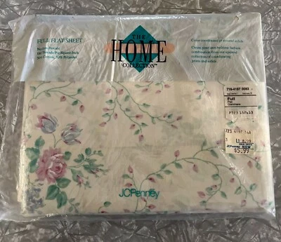 Vintage JCPenney Home Collection Floral Full  Flat Sheet USA New - Image 1 of 4